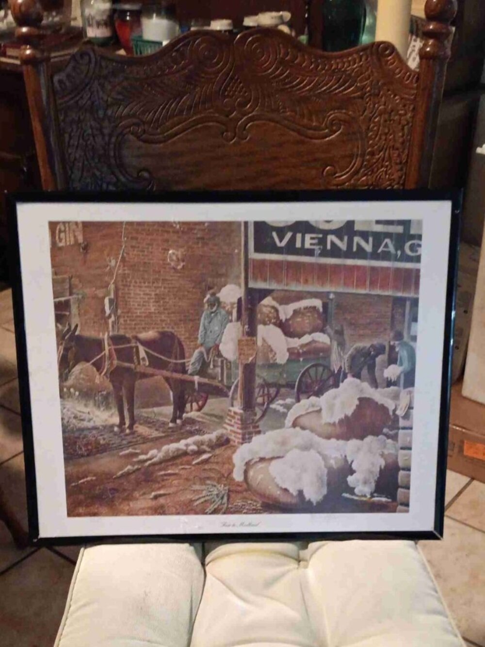 Vintage (mcm) Billy G. Wright "Fair to Midland" signed art print, framed 20x16